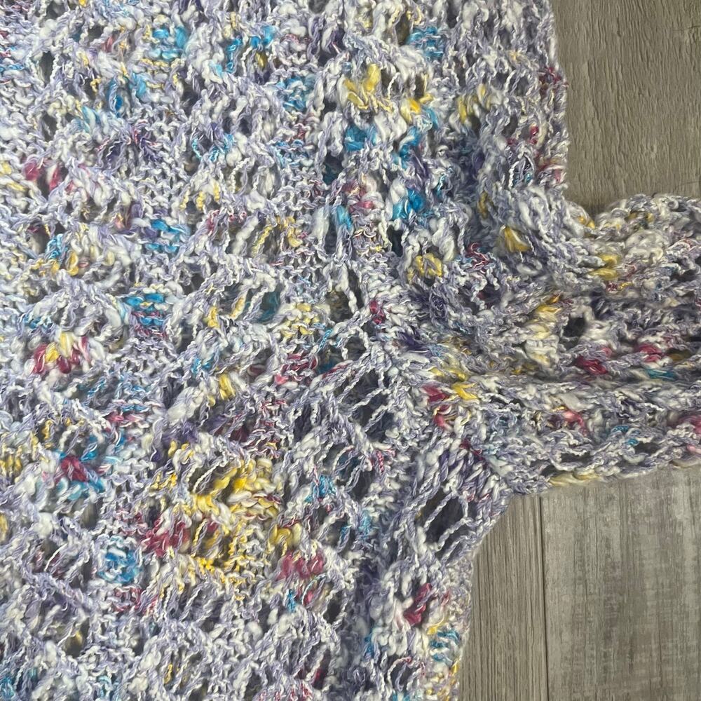ST JOHN SPORT Multi-Season Blue Multi Open Knit Pullover Sweater PETITE - Picture 10 of 15
